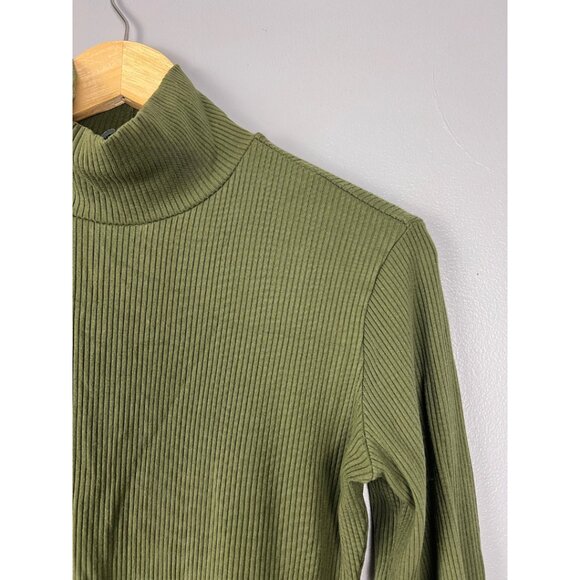 Reformation Ribbed Roberts Mini Dress Olive Green | Size Medium - Picture 3 of 6